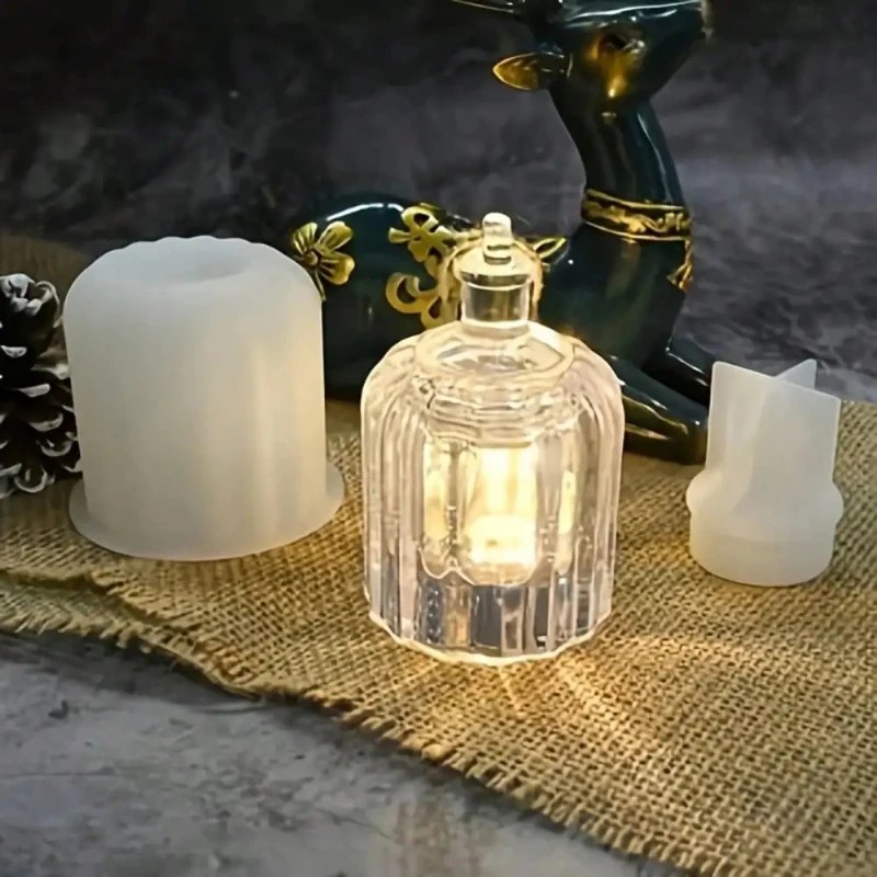 Pendant Lighting Christmas Decor - 縞模様の円筒形電球型樹脂シリコンモールド、クリスタルドロップグルーDIYクリスマスペンダント装飾品、収納ジャー
