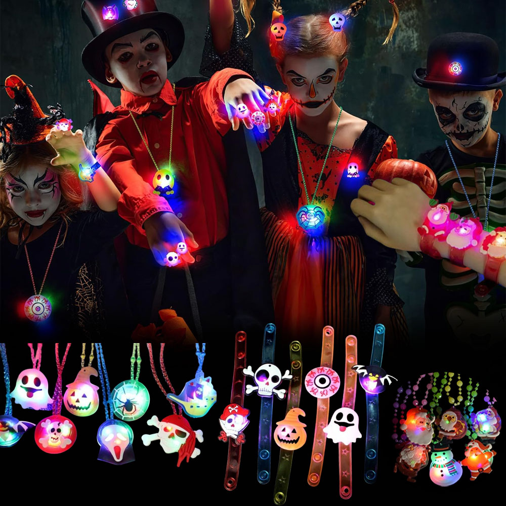 Pendant Lighting Christmas Decor - 12-120 個ハロウィンクリスマスグローネックレスブレスレット怖いグリッターペンダントライトアップ小道具キッズパーティーの記念品ホリデーデコレーション