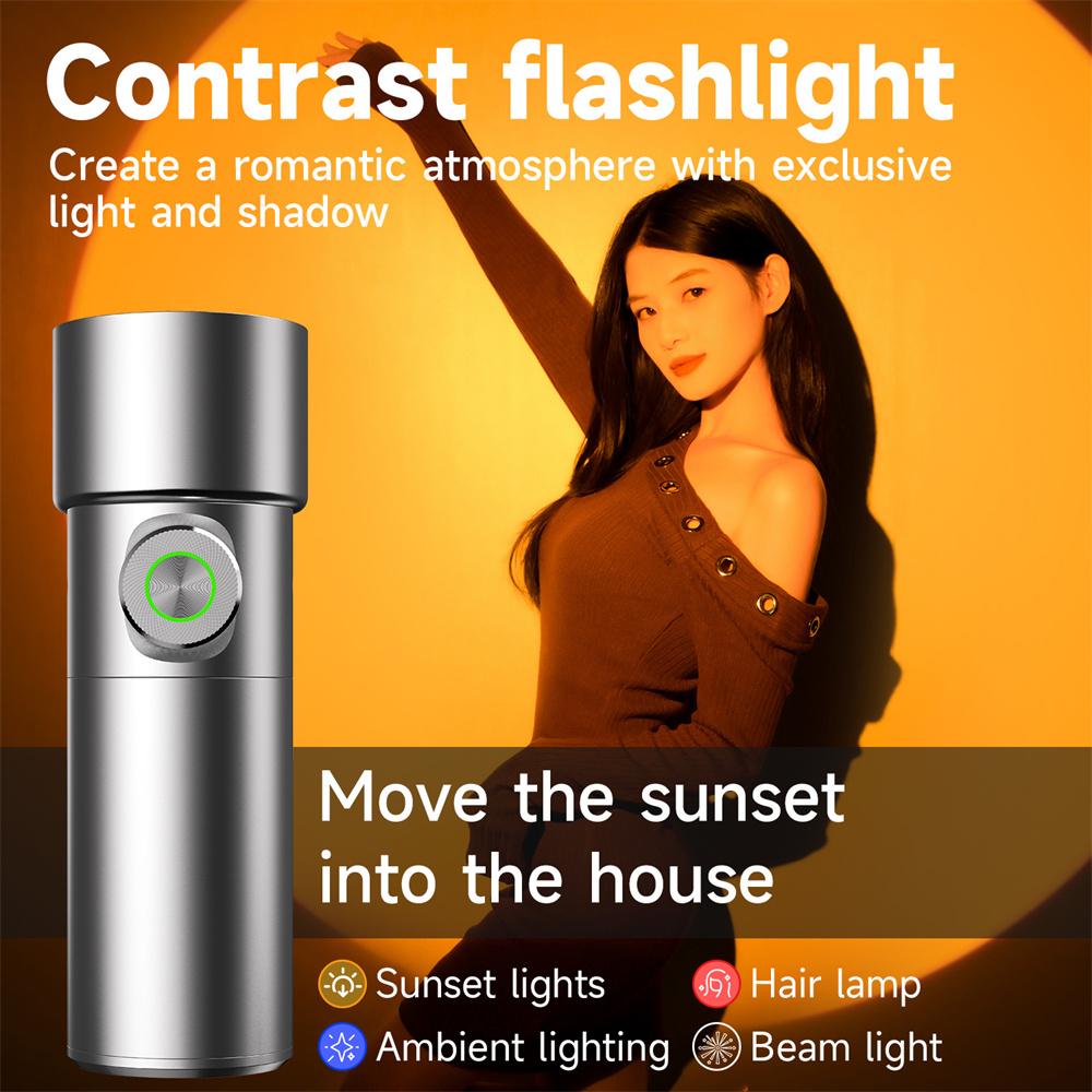 Sunset Lamp Projection - 新しい写真撮影用懐中電灯 4 色 RGB LED ビデオライト