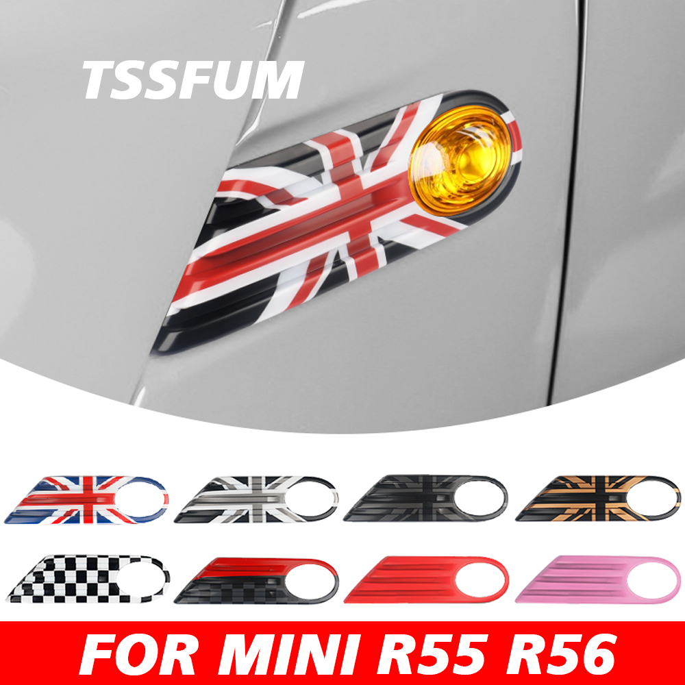 Union Lighting & Decor Collabs - ユニオンジャック車外装サイドフェンダーカバー信号灯装飾ケースステッカーミニクーパー S JCW R55 R56 クラブマンアクセサリー