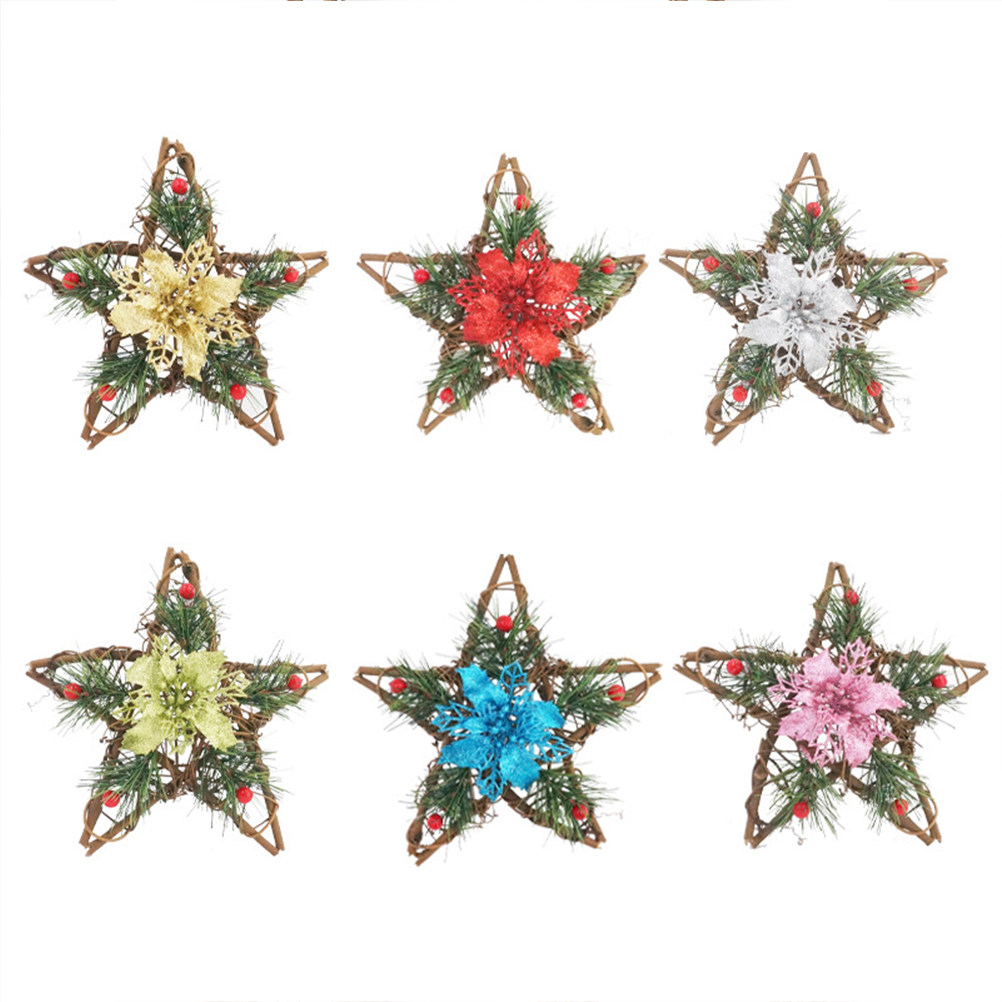 Pendant Lighting Christmas Decor - 3 個の五芒星籐織りクリスマスデコレーションハンギングペンダントライトブラウンホリデーパーティーオーナメント屋内屋外用