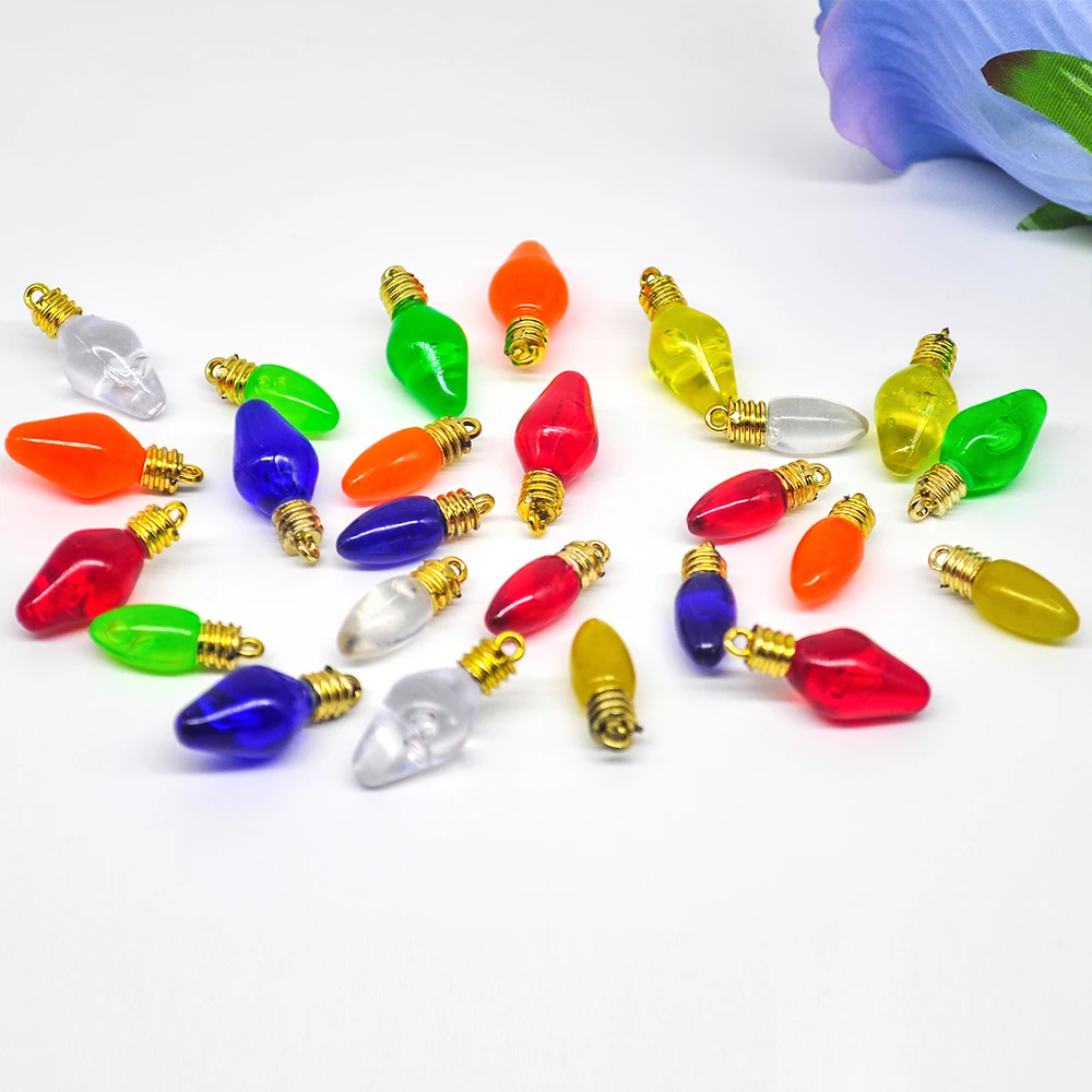 Pendant Lighting Christmas Decor - ビーズブレスレットペンダントクリスマスの木の装飾、チャーム電球、照明なし、パーティーの花輪、10個