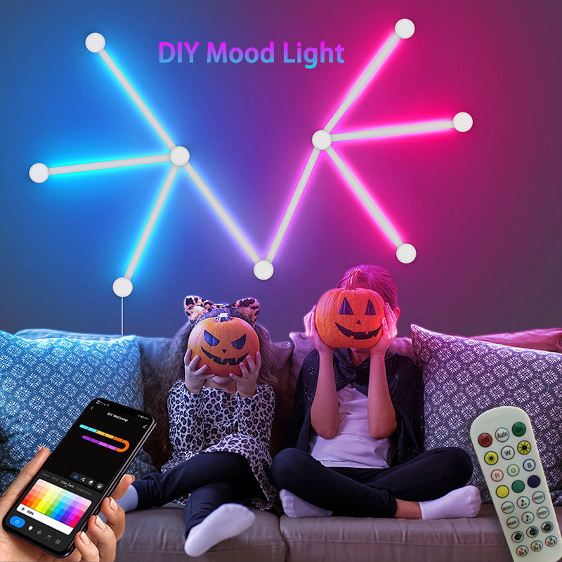 Lighting Decor For Bedroom - スマートRGBウォールランプ、Bluetoothアプリ接続LEDライトバー（音楽パーティー用）、DIYテレビバックライト、寝室ゲーム用雰囲気装飾
