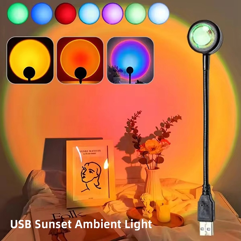 Sunset Lamp Projection - サンセットプロジェクションランプ家の装飾雰囲気ランプマルチアングル回転可能家庭用リビングルーム寝室に適したネオンライト
