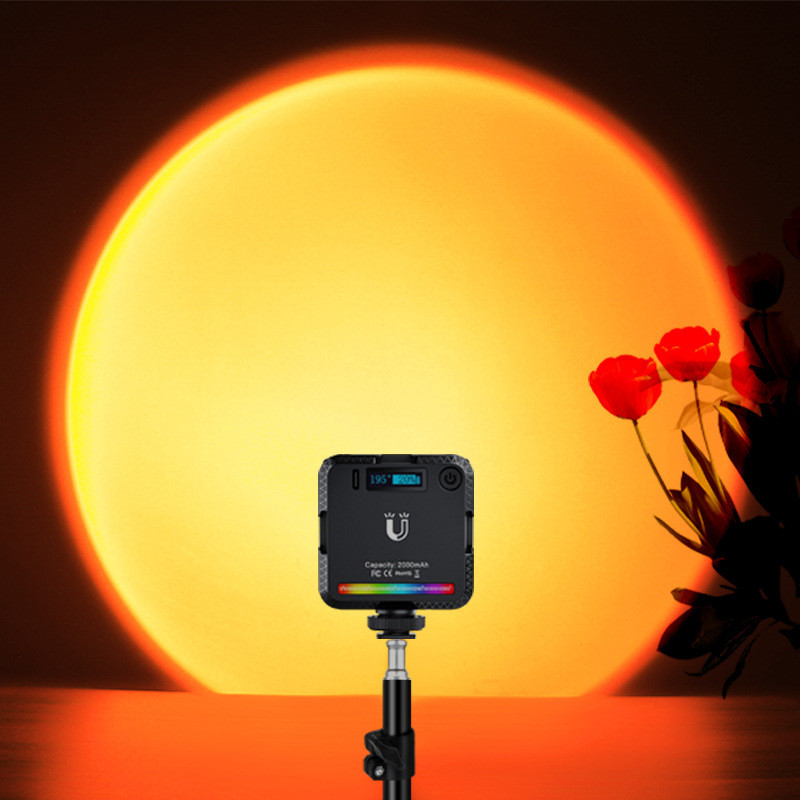 Sunset Lamp Projection - RGBサンセットランプビデオライトLEDロマンチックプロジェクターランプライブ放送雰囲気投影ライト写真スタジオ用