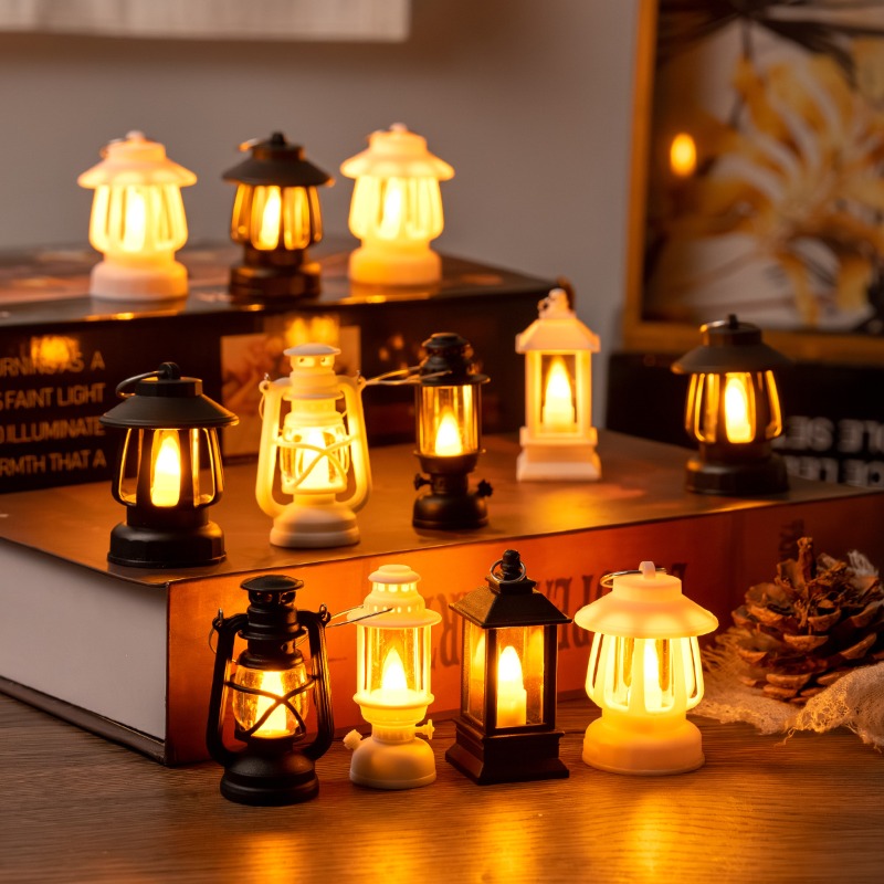 Lighting Decor House - 6cmミニLEDレトロ光るポニーランタンシミュレーションキャンドルライトドールハウスアクセサリーミニチュアランプドールホームデコレーションおもちゃ