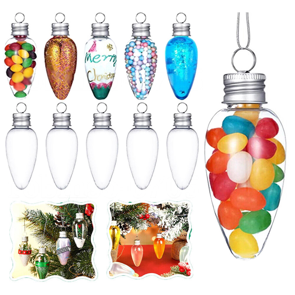 Pendant Lighting Christmas Decor - 5/10/50 個クリスマスツリーぶら下げ飾り充填可能なプラスチックつまらないクリア電球ペンダント電球クリスマスボールクリスマスツリーの装飾