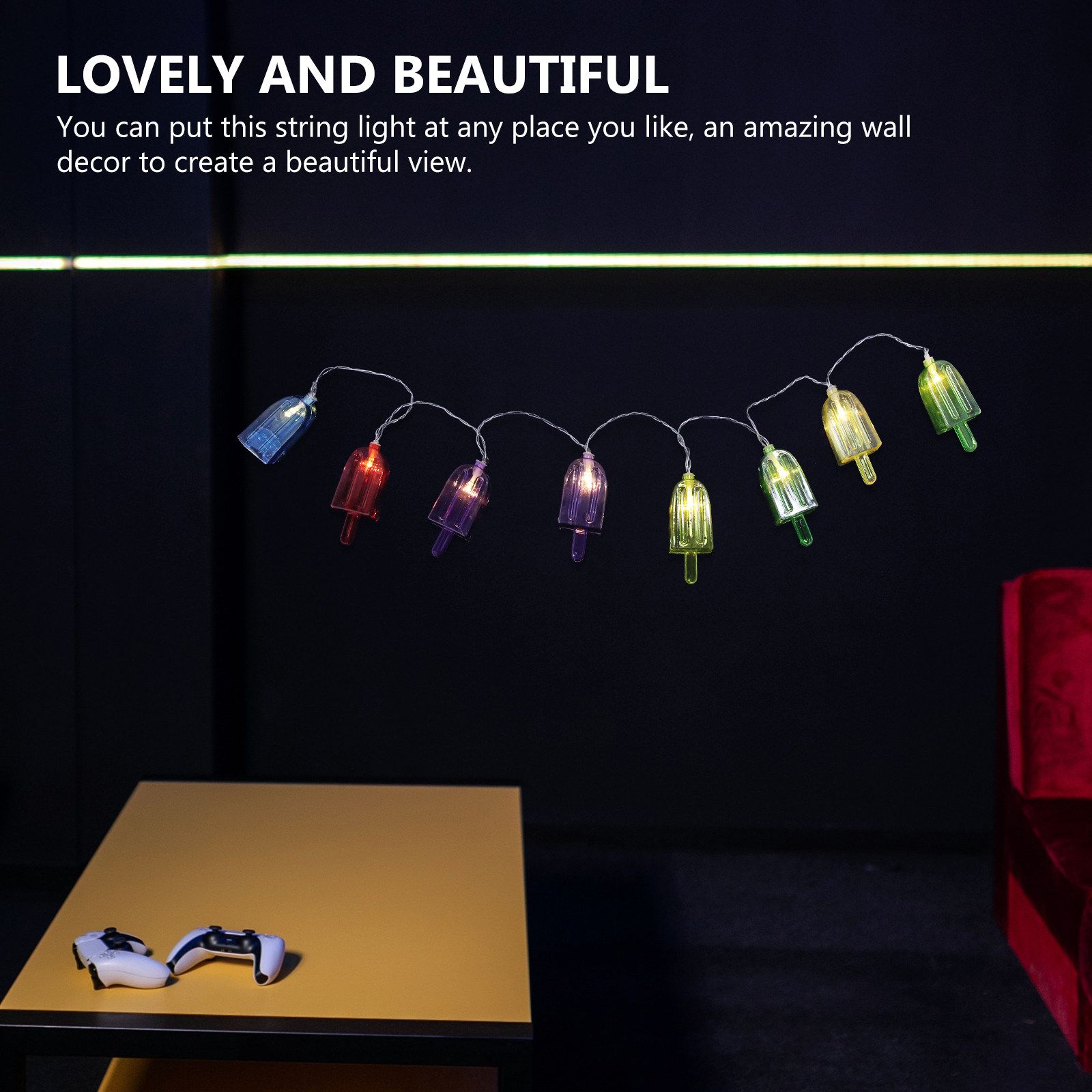 Lighting Room Decor Photo - アイスクリームライト ストリングライト 1.5m 10 LED バッテリー駆動