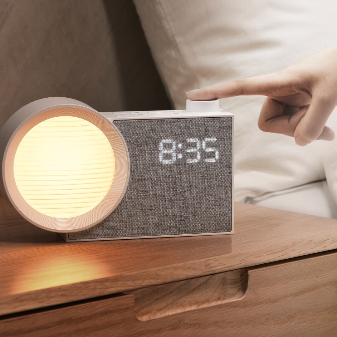 Lighting Decor For Bedroom - WILIT LEDナイトライト目覚まし時計、ホワイトノイズ＆タイマー付きベッドサイドランプ - 温かみのある雰囲気の寝室装飾ギフト、ムードライト、睡眠用ライト