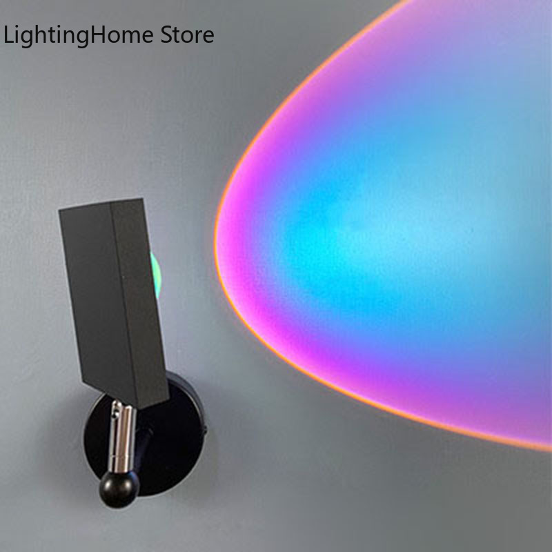Sunset Lamp Projection - サンセットレインボープロジェクションウォールランプネットレッドデコレーションムードウォールランプベッドルームベッドサイドサンセットレッドウォールランプ直送