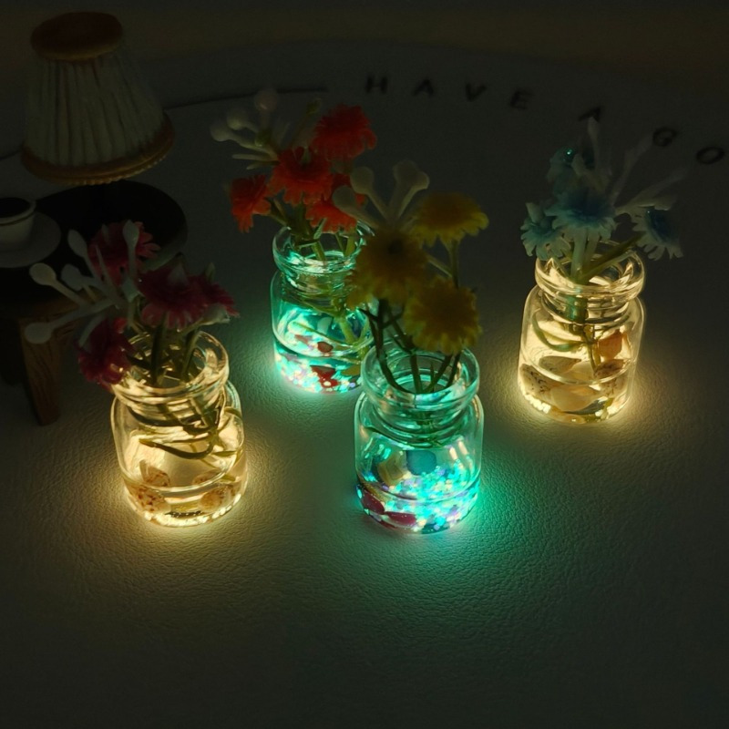 4個セット 暗闇で光るガラス製ミニ花瓶セット 造花 車のダッ - Lighting Mcqueen Bedroom Decor のレビューと価格