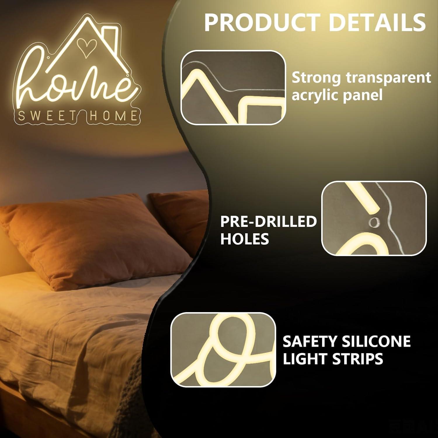 スイートホームネオンサインUSB調光LEDライト、リビングル - Lighting Decor For Bedroom のレビューと価格
