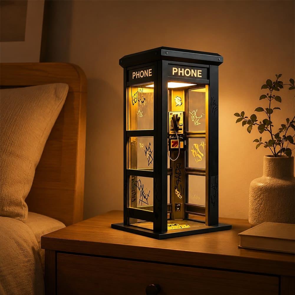 レトロな落書き電話ボックス型テーブルランプ ミニロンドン電話 - Lighting Decor For Bedroom のレビューと価格
