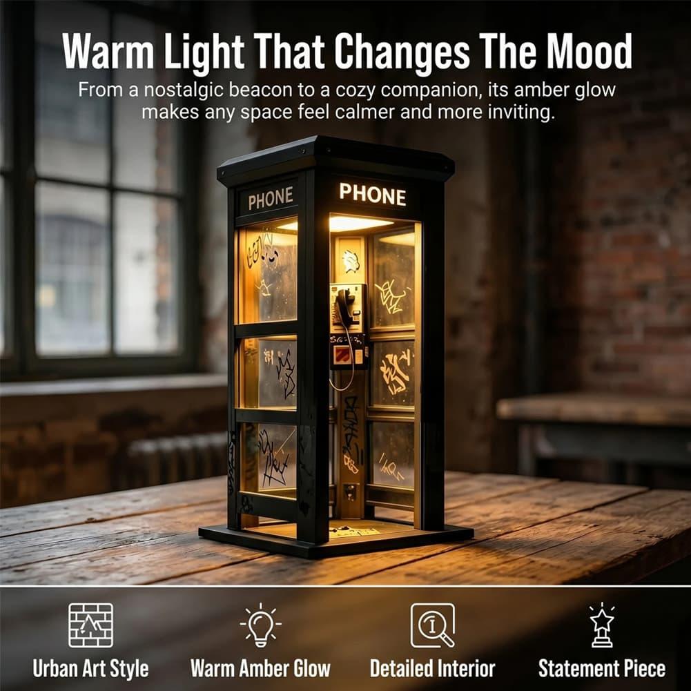 レトロな落書き電話ボックス型テーブルランプ ミニロンドン電話 - Lighting Decor For Bedroom のレビューと価格