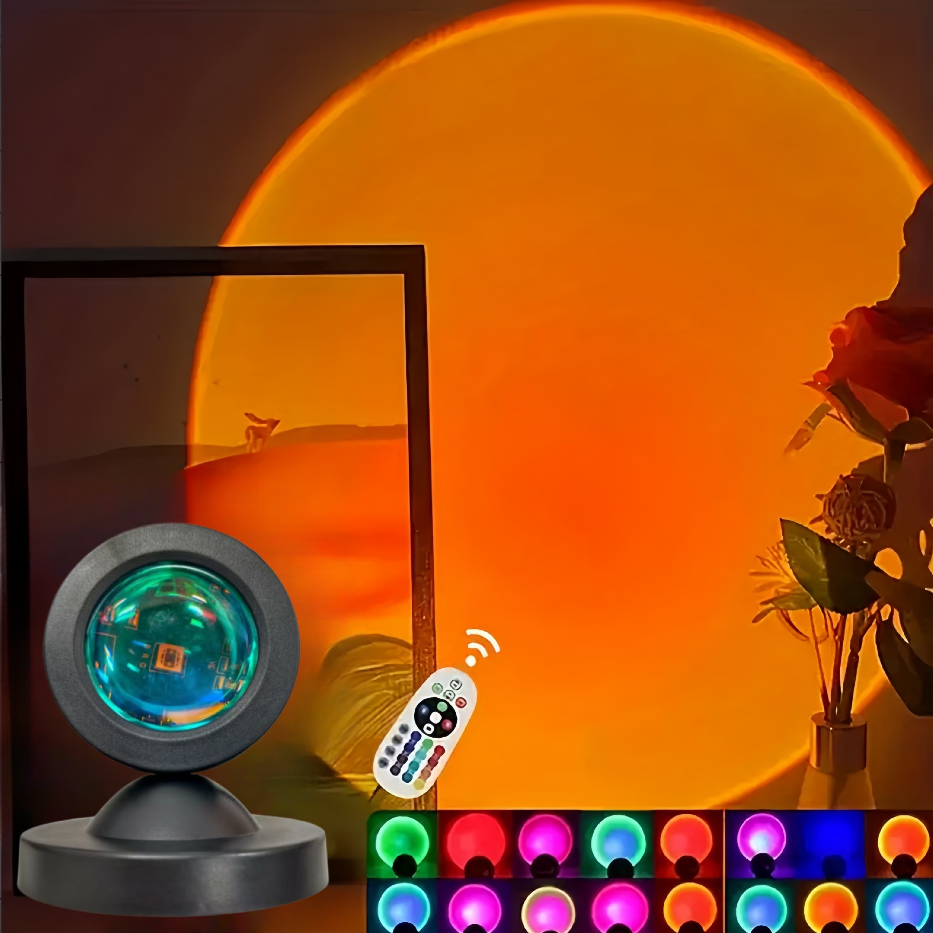 1個の鮮やかな夕日投影ライト - 16色のスペクトル、USB - Sunset Lamp Projection のレビューと価格
