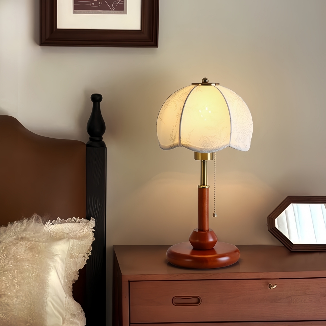 ヴィンテージスカラップドームテーブルランプ寝室ナイトスタンド - Lighting Decor For Bedroom のレビューと価格