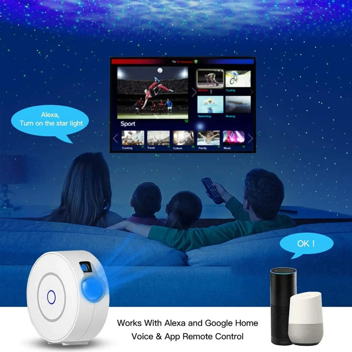 Tuya WiFi インテリジェントオーロラギャラクシー星空 - Sunset Lamp Projection のレビューと価格