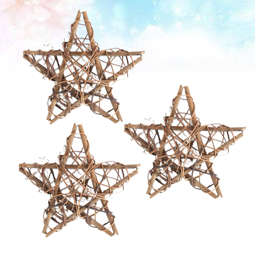 3 個の五芒星籐織りクリスマスデコレーションハンギングペンダ - Pendant Lighting Christmas Decor のレビューと価格