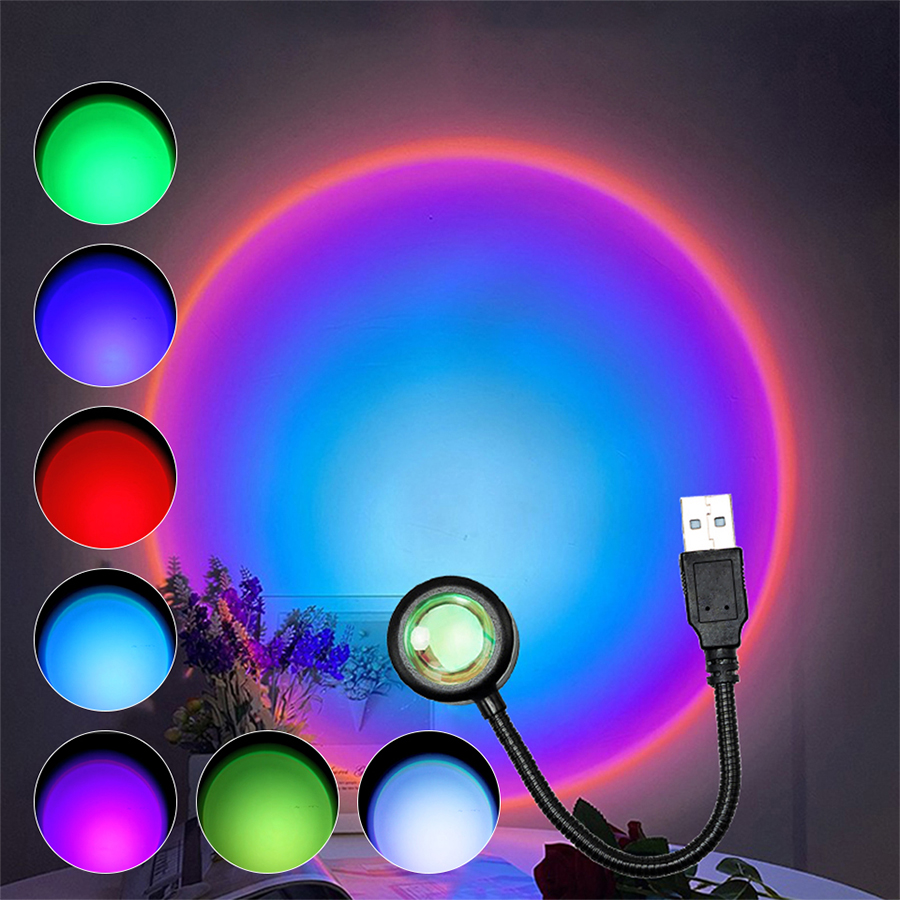 USB LEDサンセットランププロジェクターナイトライトゴー - Sunset Lamp Projection のレビューと価格