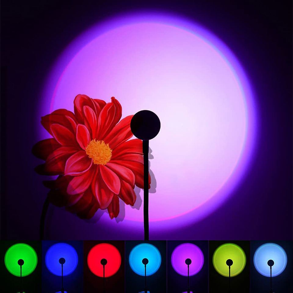 1x USB サンセットランプ LED レインボーネオンナイ - Sunset Lamp Projection のレビューと価格