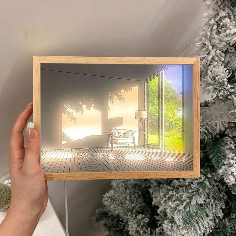 装飾 LED ライト絵画 USB プラグ調光壁アートワークテ - Lighting Room Decor Photo のレビューと価格