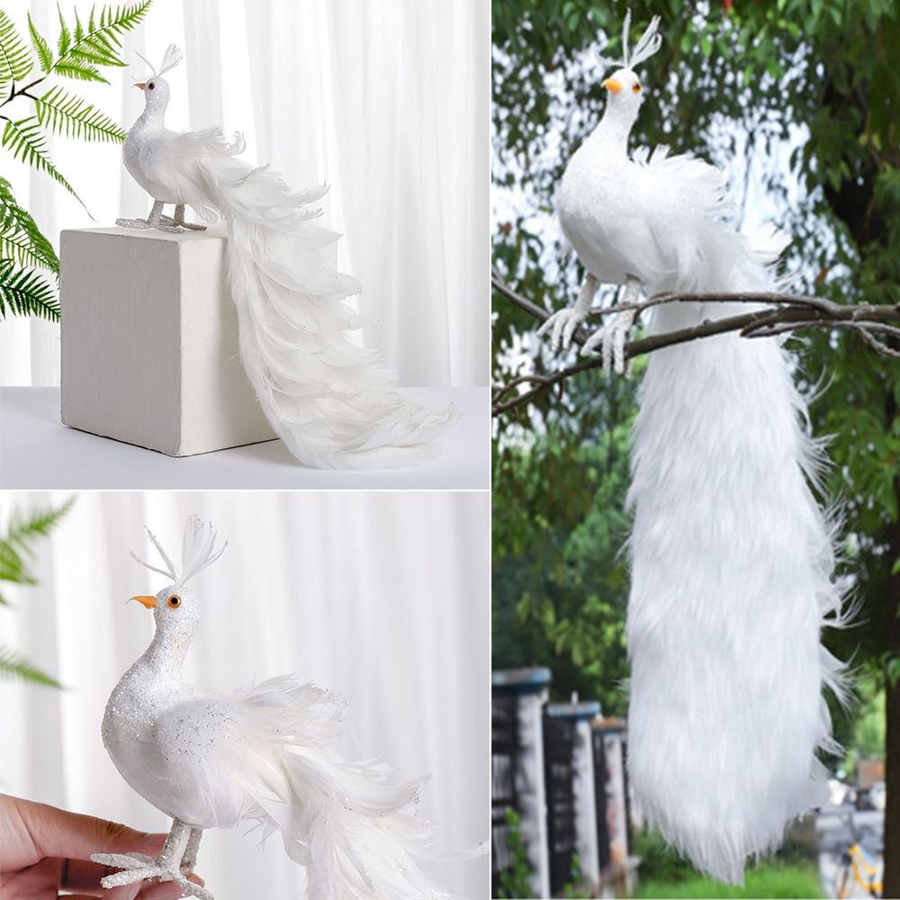 クリスマスツリーの装飾用のシミュレーションホワイトピーコック - Pendant Lighting Christmas Decor のレビューと価格