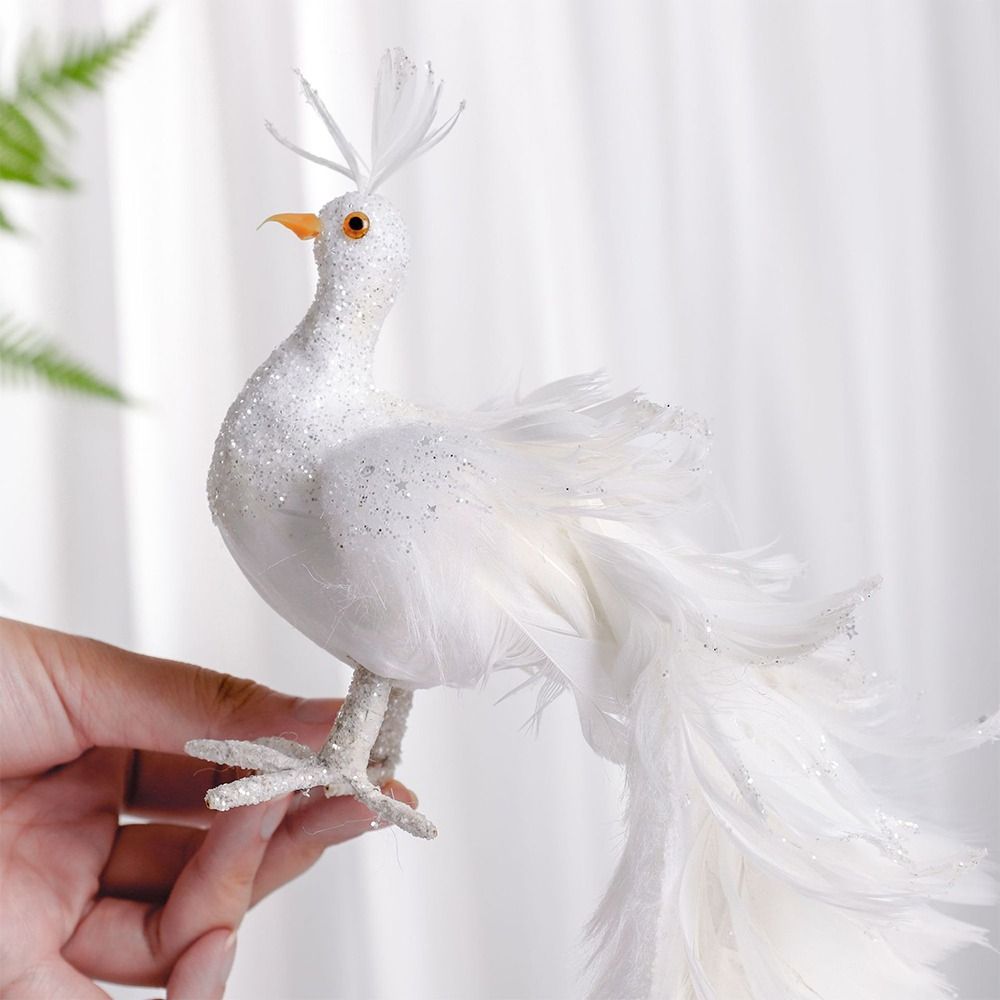 クリスマスツリーの装飾用のシミュレーションホワイトピーコック - Pendant Lighting Christmas Decor のレビューと価格