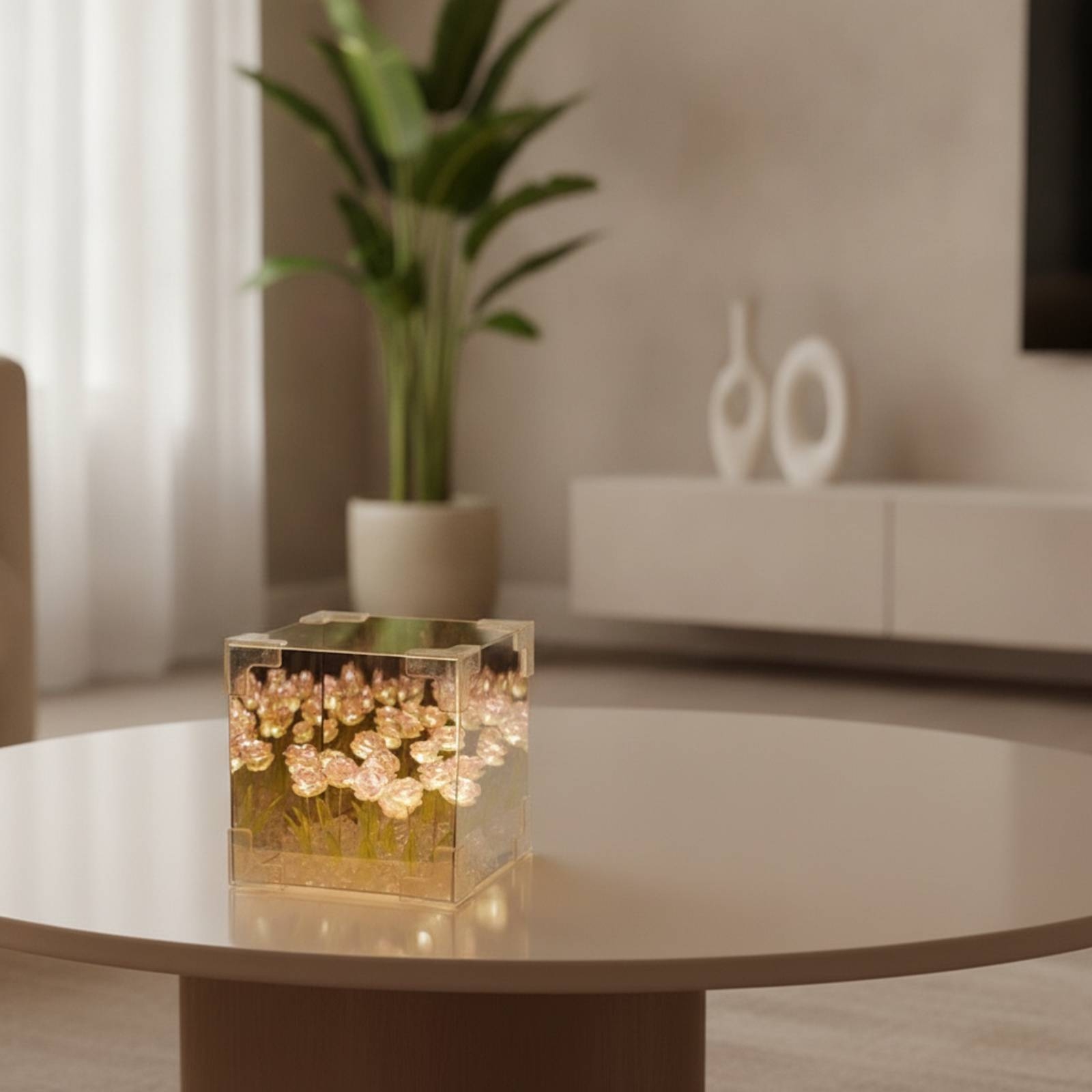 アクリルキューブ付きローズランプ 花柄ローズナイトライト フ - Lighting Decor For Bedroom のレビューと価格