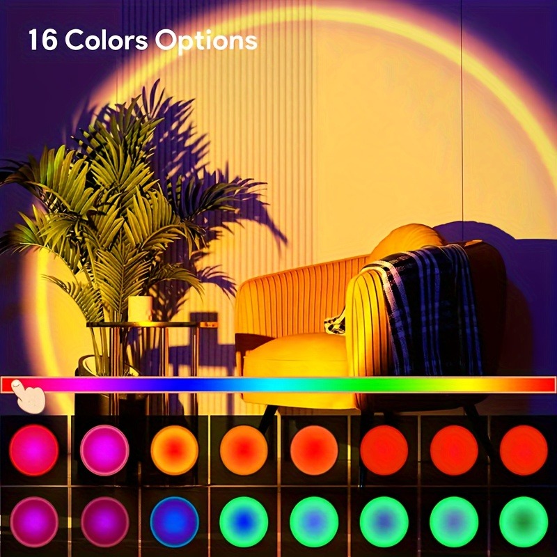 1個の鮮やかなサンセットプロジェクションライト - 16色ス - Sunset Lamp Projection のレビューと価格