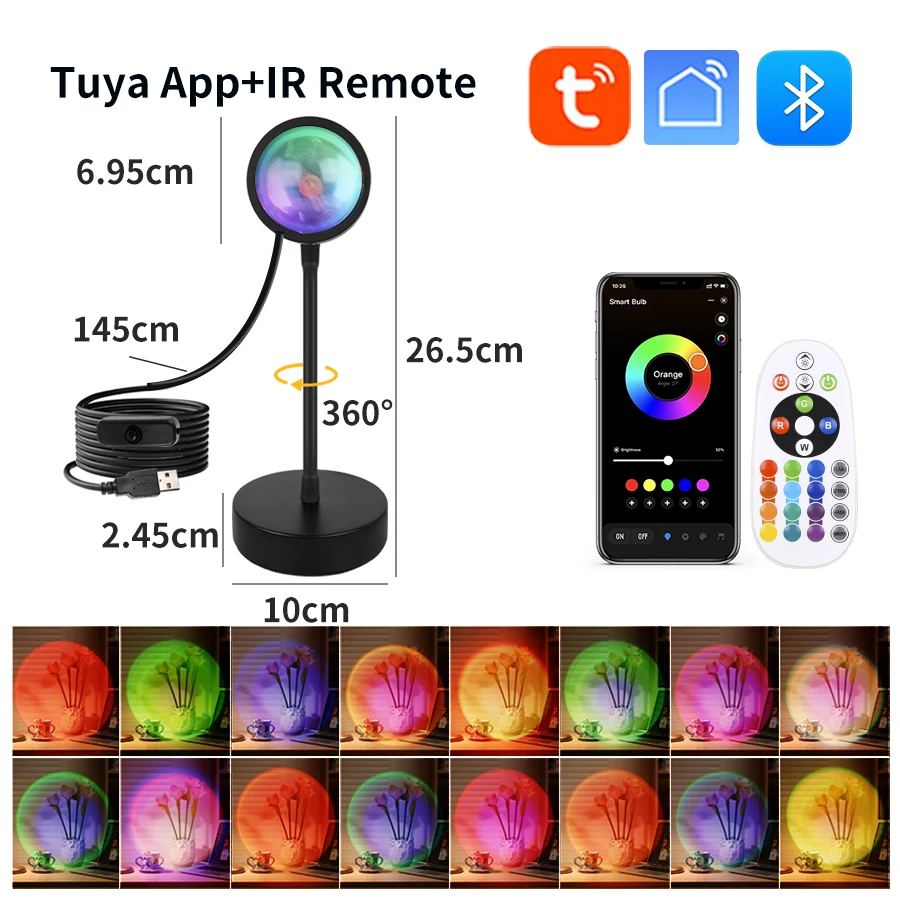 スマートサンセットランプ Tuya USB サンセットプロジ - Sunset Lamp Projection のレビューと価格