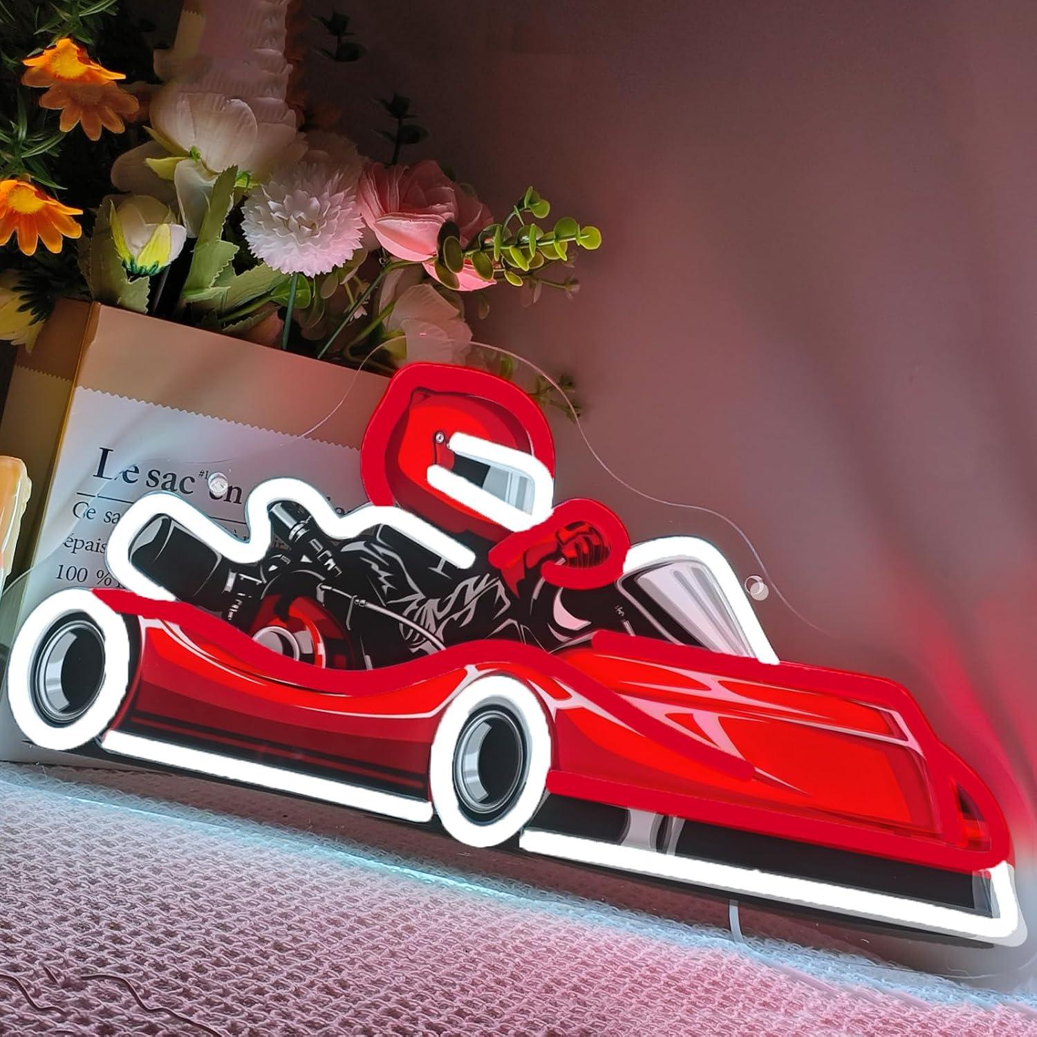 ゴーカートレーサーネオンサインUSB調光LEDライト、ガレー - Decor Kart Lighting のレビューと価格