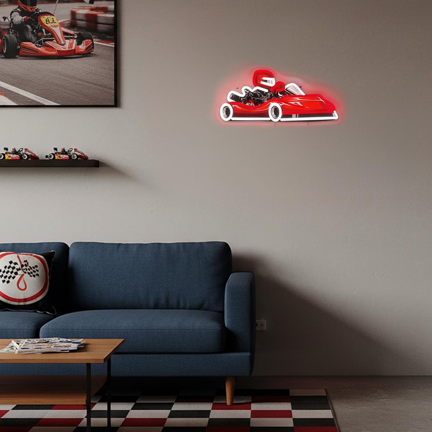 ゴーカートレーサーLEDネオンサインUSBウォールライト、ゲ - Decor Kart Lighting のレビューと価格