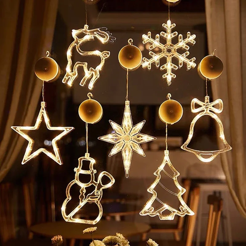 電池式LEDスノーフレークサンタクロース吊り下げオーナメント - Pendant Lighting Christmas Decor のレビューと価格