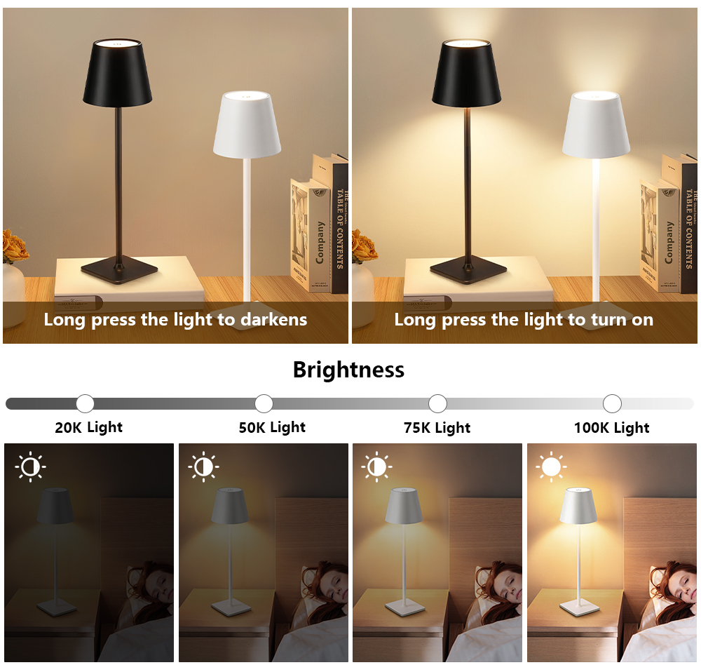 LED充電式デスクライトワイヤレステーブルランプ無段階調光タ - Lighting Decor For Bedroom のレビューと価格