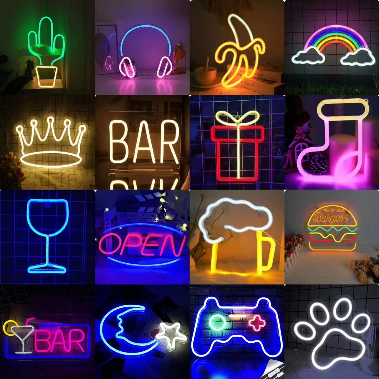 カスタムLEDネオンサイン USB/電池式 バー、寝室、ゲー - Pendant Lighting Christmas Decor のレビューと価格